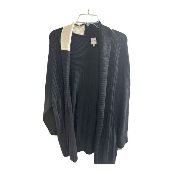 Nic+Zoe Long Sleeve Side Slit Open Front Cardigan Size 1X Ivory Accent Open Knit - Picture 1 of 6